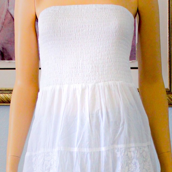 STRAPLESS BOHEMIAN COTTON MAXI DRESS - Picture 5 of 6